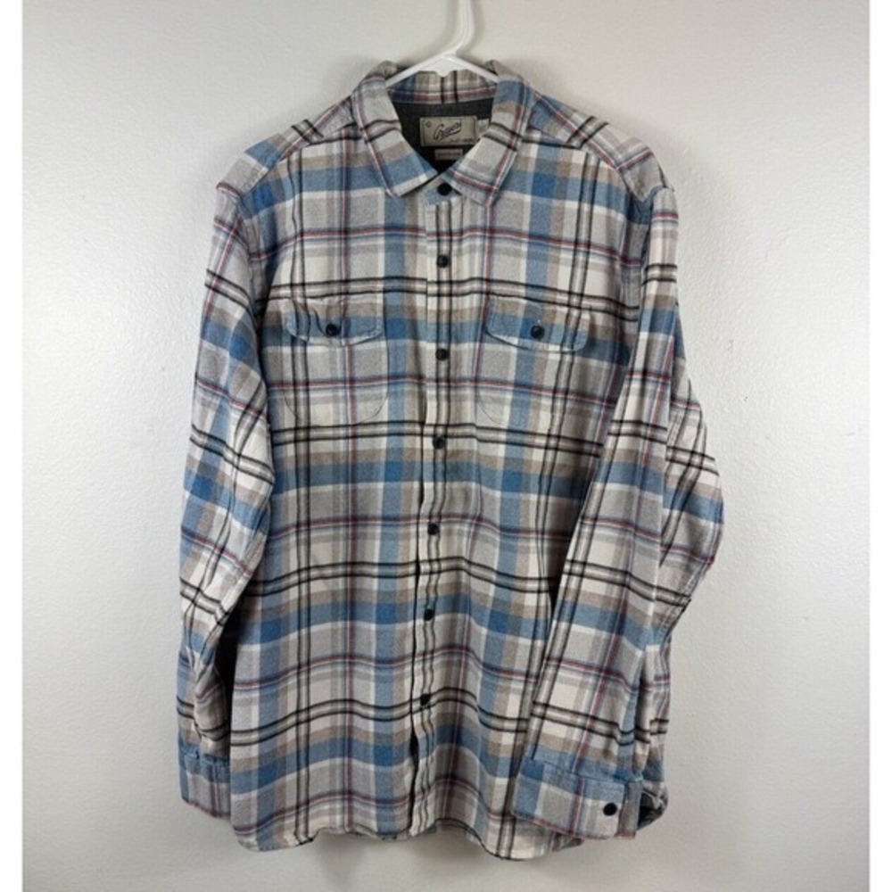 GRAYERS Mens Long‎ sleeve button flannel Blue/Grey PLAID - SIZE XL